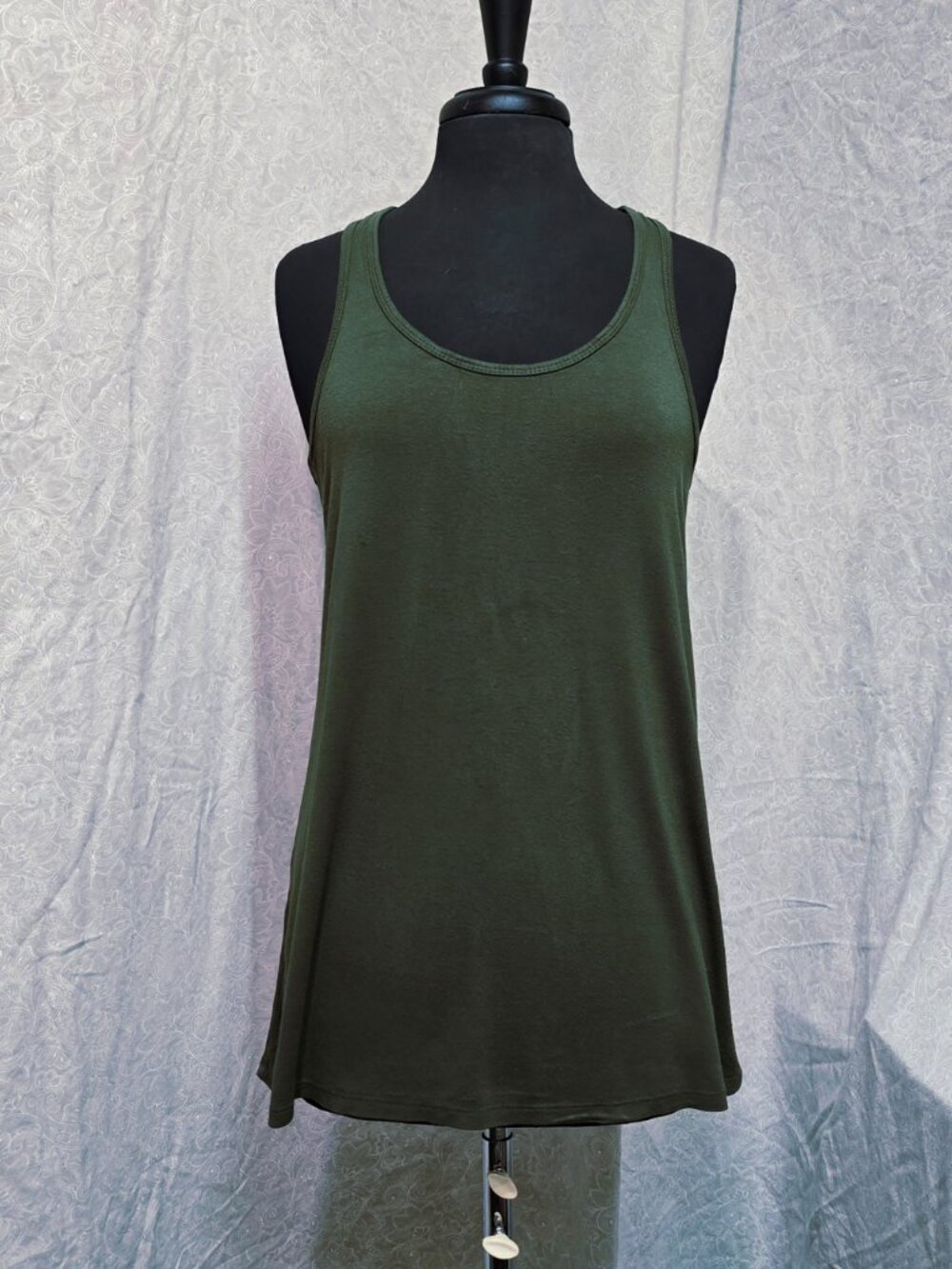Made By Johnny Olive Green Flowy Racerback Tank Top Swing Camisole Medium M